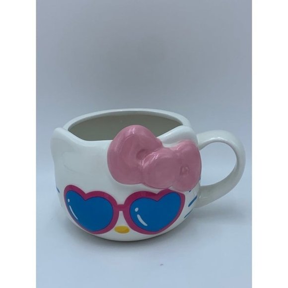 Sanrio Hello Kitty Pink Bow Heart Sunglasses Ceramic Mugs Set of 2 Mugs - Picture 2 of 9